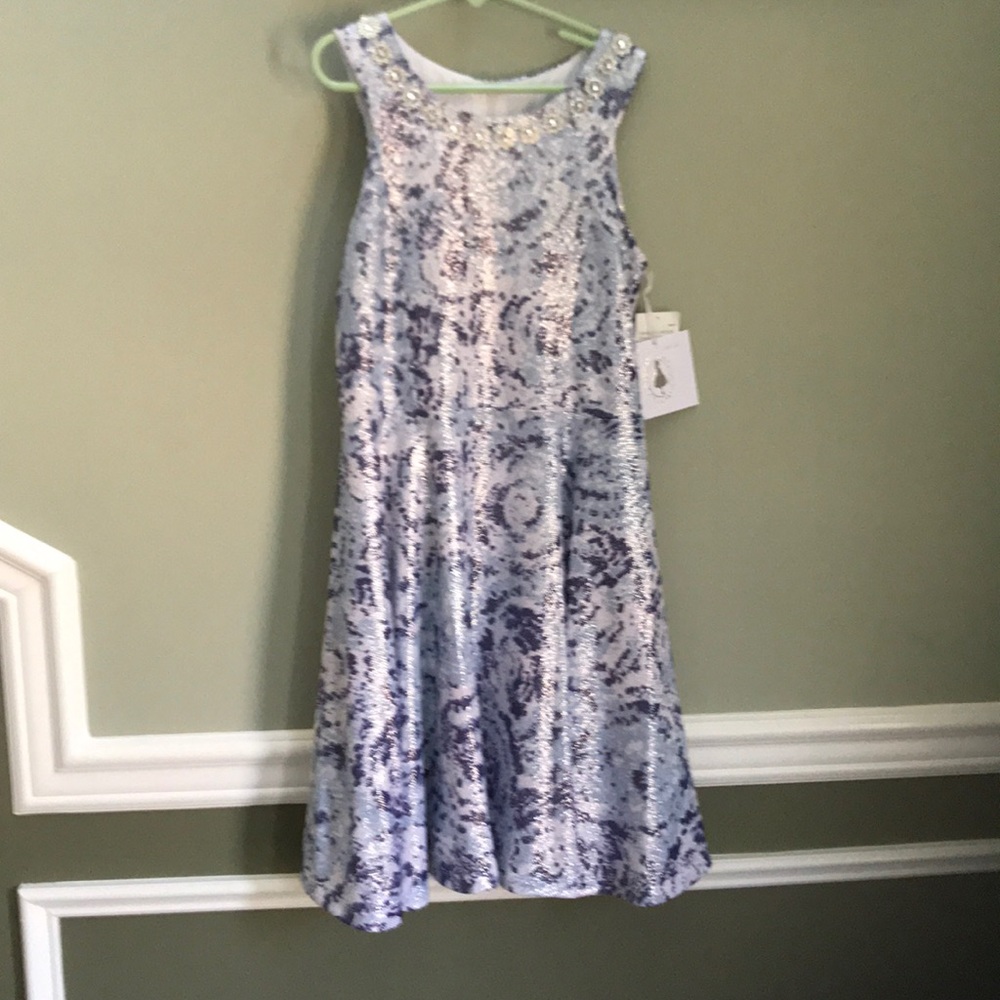 Blue paisley Big Girl Dress